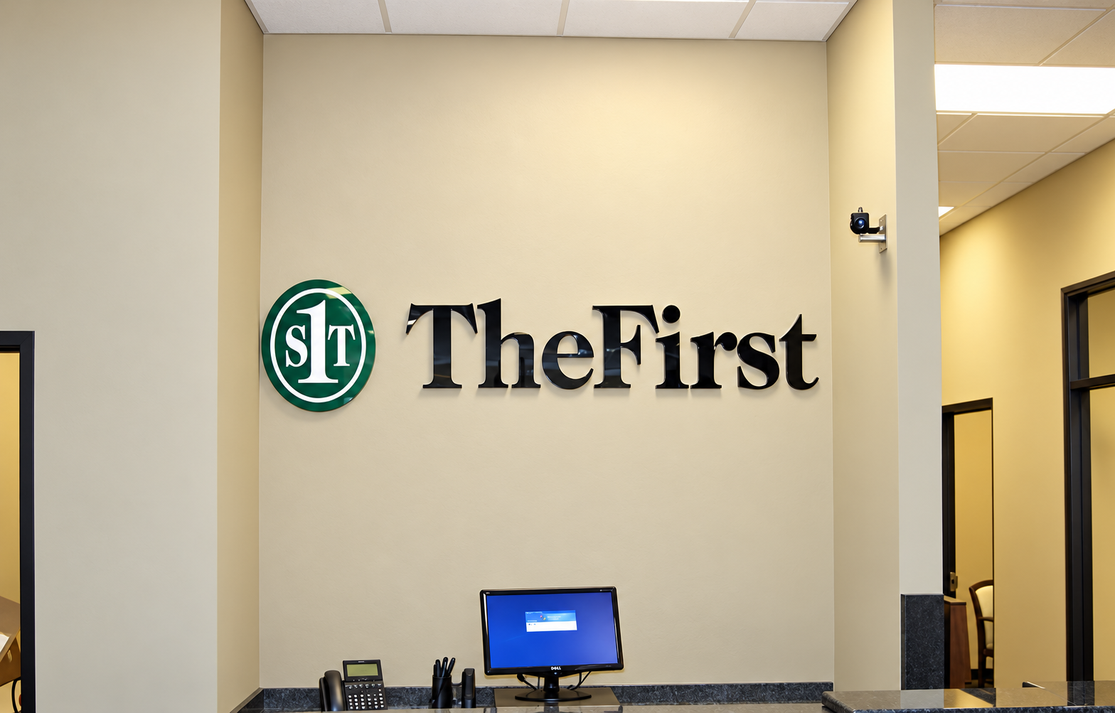 Dimensional lobby letters for The First