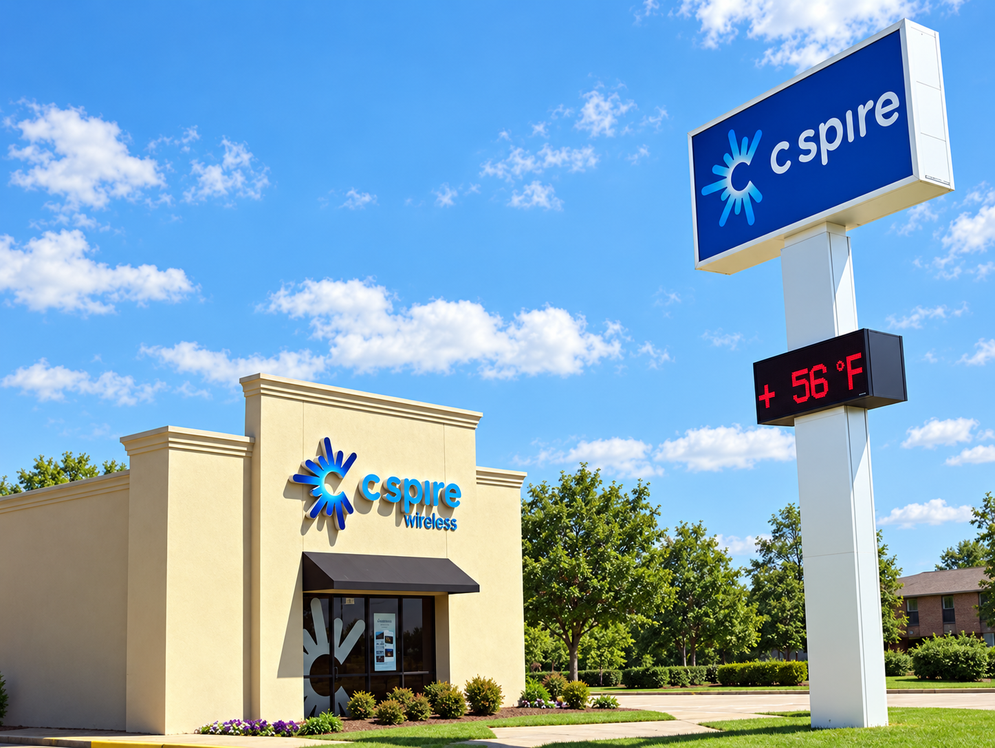 C Spire storefront and pylon sign