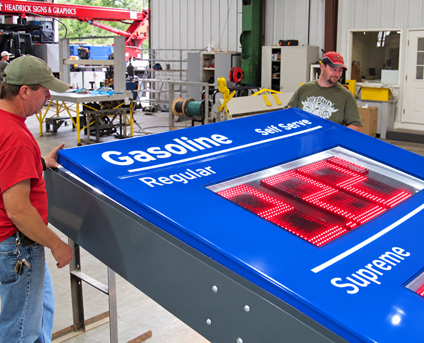 Shop crew working on sign fabrication